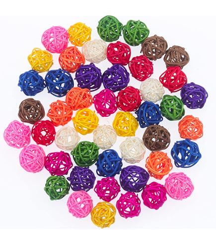 Benvo Rattan-Kugeln – 3 Cm, 32 Stück, Bunt, Für Vögel, Papageien & DIY-Deko (16 Farben)
