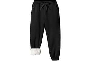 Ruisita Jungen Mädchen Sherpa-Fleece-gefütterte Jogginghose Winter Warme Sporthose Weiche Baumwolle Basic Hose mit Taschen für Kinder