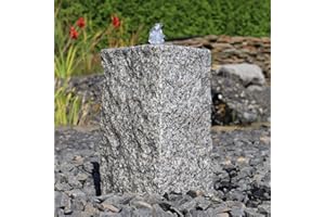 CLGarden Quellstein Brunnen GS30 klein für Garten Set Granit Säule Gartenbrunnen Vorgarten Stein Springbrunnen mit LED-Beleuchtung