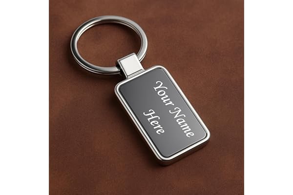 Pijera Personalized Double-Sided Metal Keychain, Premium Silver Finish, Custom Name Engraving, Elegant Gift Key Ring for Men, Women