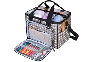 Teamoy Wool Storage Case Suitable For Carrying Knitting/Crochet Wool and Pockets for Accessories (Not Supplied), Grau Punkt, Klein