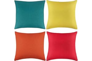 MINGPINHUIUS Outdoor Waterproof Cushion Cover, Pack of 4 Throw Pillow Covers Waterproof Garden Cushion Case Linen Square Pillow Cases for Patio Tent Balcony Couch Sofa, 18"x18"(45x45cm)