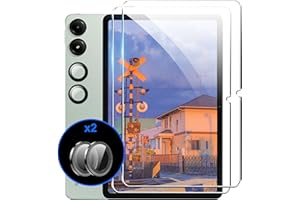 zZjoOoj 2 Pièces Verre Trempé pour Redmi Pad Pro (4G/5G) / Poco Pad 12.1 Pouce,2 Pièces Individuels Métal Anneau de Lentille,Protection Objectif en Verre Trempé 9H[Sans bulles d'air]