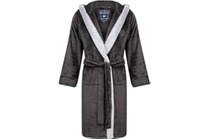Tokyo Laundry Men's Soft Fleece Hooded Two Tone Dressing Gown