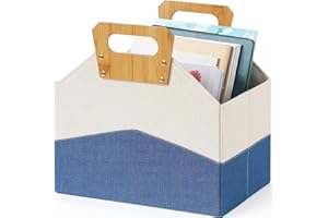 Neateam Revistero Suelo, Perchero Moderno, Coleccionador de Revistas, Soporte para Revistas con asa de Bambú, Cesta de Periódicos Plegable Almacenaje para Revistas, Libros en Casa, Oficina, Salón