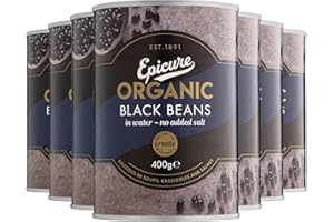 Epicure Organic Black Beans in Water, No Added Salt, 400 g (Pack of 6)