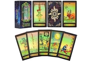Smoostart 78 Cartes de Tarot avec Guide, Jeu de Cartes de Tarot holographique avec boîte colorée pour débutants et Joueurs Professionnels