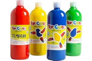 PASUTO Toy Color Super washable Ready-mix paint | 1 Litre Bottle - Kids craft paint | Pack of 4 Red, Yellow, Blue, Green, 4 Colours