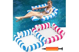 COLEESON 2 Pack Inflatable Pool Floats, Pool Inflatables for Adults, 4-in-1 Saddle/Lounge Chair/Hammock/Drifter, Pool Toys Water Hammock for Armchair Mattresses Seat Floating Mattress (CK)