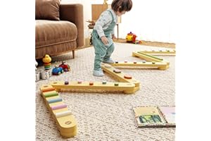 BanaSuper Hölzerne Schwebebalken-Trittsteine für Kinder Turnbalken für Kleinkinder Kinder Balance Board Montessori Spielzeug Balance-Trainingsspiel (NUR Schwebebalken)