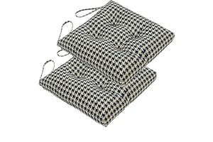Makimoo 2-Pack Outdoor/Indoor Wicker Patio Seat Cushion Pad with Ties - Weather Resistant, Decorative Dining Chair Cushion, 42 x 42cm (Blue Houndstooth)