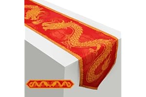 PEUTIER Chinese Table Runner, 33 x 180cm Tischläufer Drachen Asiatischer Tischläufer Chinesische Tischdekoration für Frühlingsfest Party Küche Tischdekoration