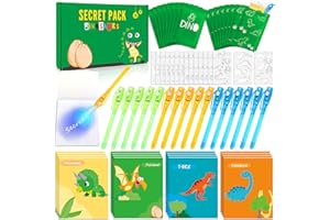 MarckersHome Penna segreta Invisibile e Taccuino,16 Dinosauro Gadget Compleanno Bambini, Bomboniere,Giocattoli Pignatta, Regalini ragazzo