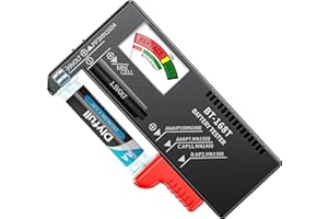 Dlyfull Tester per batterie Pro con supporto magnetico contro le cadute, tester per batterie AA, AAA, C, D, 9 V e 1,5 V, tester di batteria di precisione senza corrente