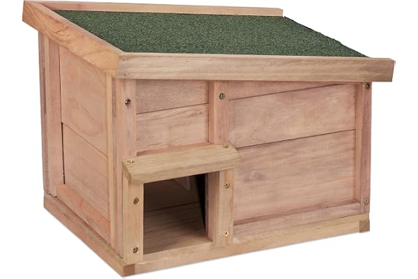 Relaxdays Abri pour hérisson, avec Fond, 2 Parties, maisonnette, pour Jardin, H x L x P : 30 x 40 x 34 cm, Nature