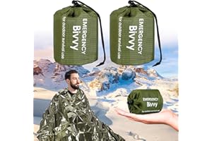 MITENING Notfalldecke Schlafsack, Tragbar Notfall Schlafsack Notfallzelt Wasserdicht Survival Schlafsack Hitzeabweisend Erste Hilfe Rettungsdecken Ultraleicht Biwak Sack für Camping im Freien und Wandern(Grün)