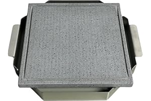 VULCAN INOX Vulcaninox | Piastra in Pietra lavica dell'Etna con telaio in Acciaio Inox | barbecue, forno | MADE IN ITALY (30 x 30 x 5)