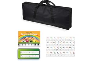 TUTTOMUSICA/BY Borsa per tastiere SA46/47/50/51/76/77/78/80/81 con adesivi in PVC trasparente con notazione italiana e internazionale, app di apprendimento per pianoforte ed e-book "Suona la tastiera"