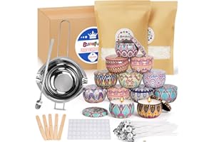 BLINGFUN Kit per la creazione di candele in cera di soia, 0,9 kg, forniture fai da te per la creazione di candele, include cera, stoppini, adesivi, barattolo per candele, vaso di fusione, kit completo per