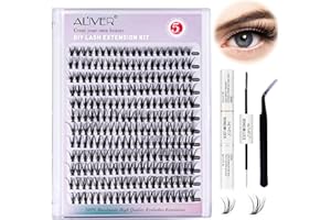 Bieyoc Zestaw do przedłużania rzęs, zestaw 240 szt. Cluster Lashes 30D Curl Mix 9-16 mm, miękkie naturalne sztuczne rzęsy do użytku osobistego w domu