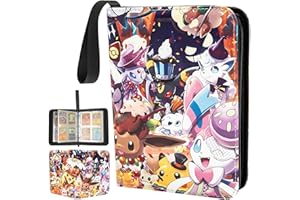 Fjordiony Álbum para Cartas Pokemon, 50 Páginas 400 Bolsillos Album de Recortes PU Impermeable con Cremallera, Álbum para Tarjetas Coleccionables Regalo para Niños Navidad Cumpleaños tipo2