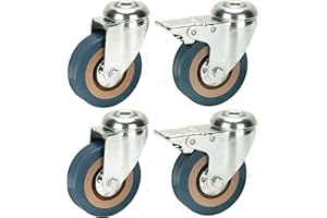 BULLDOG CASTORS 75 mm en caoutchouc Gris non marquant Roulettes avec freins – Trou de boulon Fixation Heavy Duty Roulettes Roues par Bulldog Roulettes – Max 200 kg par lot