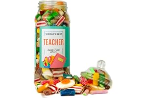 World's Best Teacher Thank You Gift for Teacher Sweets Jar Thank you Teacher Gifts 670g Jar of Sweets By The Sweet Treat Gifting Co.