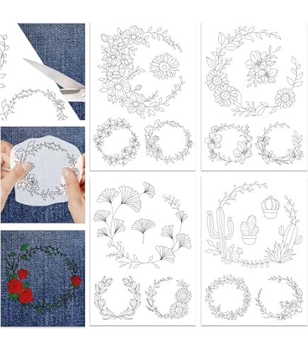 Stabilisateurs De Broderie Motifs Colibri Et Fleurs - 23 Feuilles Solubles à L'eau - 20,3x35,7 Cm - Pour Couture Main, DIY