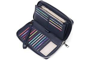 GAEKEAO Damen Geldbörse, große Kapazität Leder Damen Geldbörsen Reißverschluss mit RFID-Blockierung und Mehreren