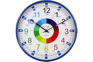 Kiddus Reloj de Pared Pedagógico Infantil para Niña, Niño. Analógico y Silencioso. Aprende la Hora con Nuestro Fácil Sistema Time Teacher. Ejercicios Incluídos. Diseñado en Barcelona