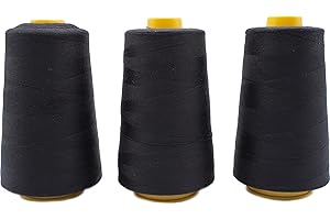 MERCERIA POUR TOI... Cono filo per taglia e cuci 4000 Yards lunghezza 3660 metri 100% poliestere vari colori set tre pezzi macchina da cucire taglia e cuci cucito filo resistente (SET DA TRE PEZZI - NERO)