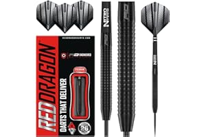 RED DRAGON Razor Edge Black 20g, 22g, 24g, 26g, 28g Steeltip ou 20g Softip Tungsten Fléchettes avec Vols et tiges