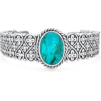 Bracelet Manchette Homme Navajo - Argent Sterling 925 & Turquoise Bleue - Fait Main Années 80