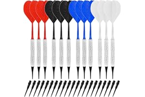 ‎DELAMIYA Delamiya Dartpfeile mit kunststoffspitze, 12 Stück Dartpfeile mit 100 Kunststoff Dartspitzen Soft Darts Pfeile Set für Junge Leute und Alte Leute Innenaktivitäten