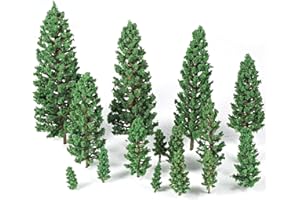 Gtziqa 16 Pcs Model Pine Trees, 1.4-6.3 Inch Mixed Miniature Trees Diorama Supplies Fake Tree Landscape Tree for DIY Crafts, Building Model Scenery Landscape (Natural Green)