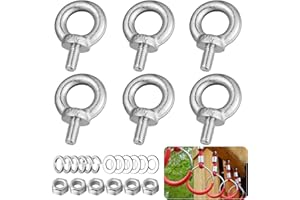 MirraSwit Pack of 6 Eye Bolts M10, Ring Eye Bolt Round Ring Bolt, Eye Bolt M10, Carbon Steel Eye Bolt, Eye Bolt for Roll of Attachment and Hanging