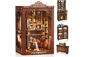 Book Nook-kit för vuxna: DIY-kit miniatyrhus med LED-ljus och dammskydd