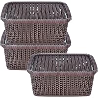 Heart Home Multipurposes Large M 20 Plastic Basket, Organizer For Kitchen, Countertops, Cabinets, Bathroom With Lids…