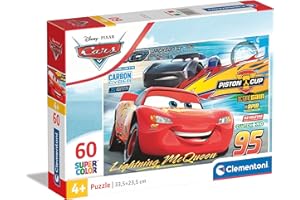 Clementoni 26973 Supercolor Cars 3 – puzzle 60 elementów od 4 lat, kolorowe puzzle dla dzieci o wyjątkowej jasności i intensywności kolorów, gra zręcznościowa dla dzieci