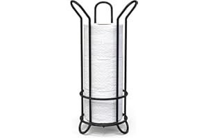 BROOKSTONE, Black Toilet Paper Holder, Freestanding Bathroom Tissue Organizer, Minimalistic Storage Solution, Stylish Design [Holds MEGA Rolls]
