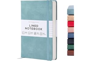 Beechmore Books Taccuino a Righe - A5, Verde acqua I Diario di Qualità con Copertina Rigida in Pelle Vegana, Carta Color Avorio Spessa 120g/m², Confezione Regalo, Per Scrittori, Giornalisti e Studenti