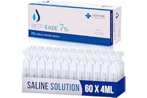 Resp-Ease 7% Sterile Hypertonic Saline Solution for Inhalation via Nebuliser - Helps Clear Airways and Congestion from Lungs - 60 x 4ml Vials - Strong Nebuliser Saline Solution