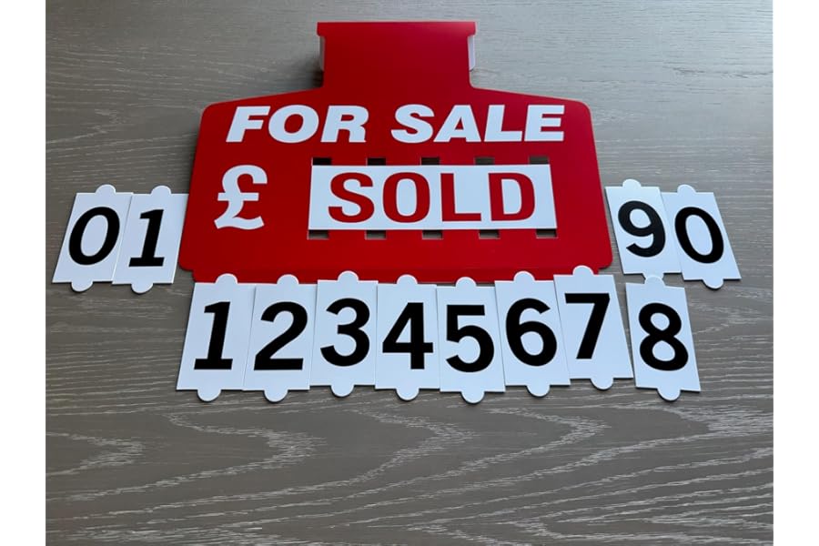 Car For Sale Sign Board, Pack of 1, Full Red or Blue. Car Sun visor Pricing kit with display numbers (Red)