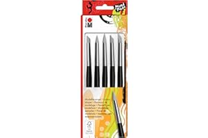 Marabu 0173000000020 Modelling Brush Set, 5 Brushes with Different Silicone Tips, Round, Flat and Bevelled Shape, for Mixing, Spreading and Modelling Paints, Pastes and Gels