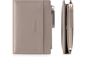 HKCLUF Portafoglio Piccolo Donna,Grande Capacità Portafogli Donna Pelle,Cerniera Tasca Porta Monete Portafoglio Porta Carte Borsa(A2-grigio)