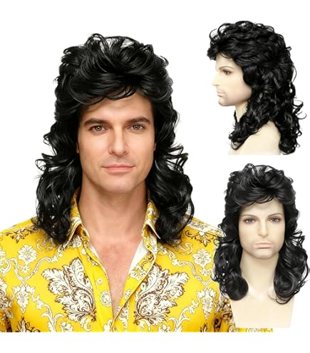 UILYNIU Perruque Mulet Homme Des Années 80 Popstar Perruque Rocker