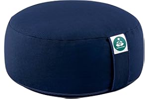 Present Mind Round Zafu Yoga Cushion (Height 16 cm) - Different Colour - High Yoga Cushions/Meditation Cushion - Made in the EU - Washable Cover - 100% Natural Floor Seat Cushion - Meditation Gifts