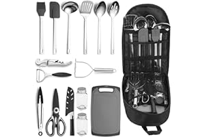 ReaNea Accessori essenziali per il campeggio Attrezzatura da campeggio Must Haves, Cucina da campeggio Rv Set di utensili da cucina Zaino in spalla Forniture Camper Gadget Outdoor