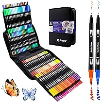 Kleurpennen Viltstiften Penseelpennen 24 kleuren Aquarel Art Marker Pennen voor Bullet Journal Volwassenen Kids Pack Lettering Tekening Schetsen Schilderij Kalligrafie Fineliner Tips en Borsteltips
