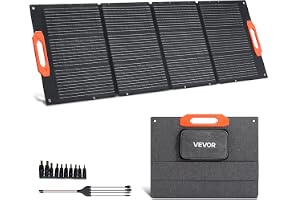 VEVOR 150 W vikbar monokristallin solpanel, bärbar monokristallin solpanel med hög effektivitet, MC4-utgång, USB-portar, IP67